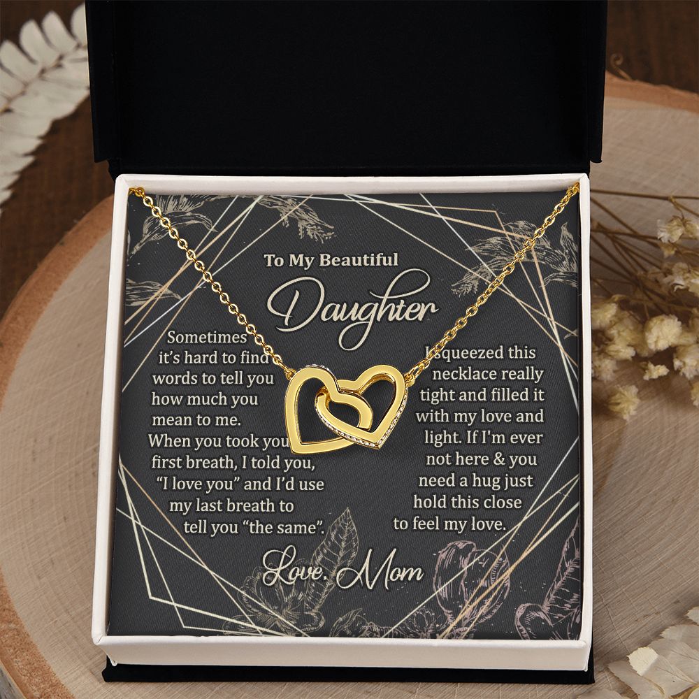 To My Daughter Gift Necklace from Mom, Mother and Daughter Necklace for Girls, Mother Daughter Gift Ideas, Jewelry Pendant Interlocking Hearts Necklace