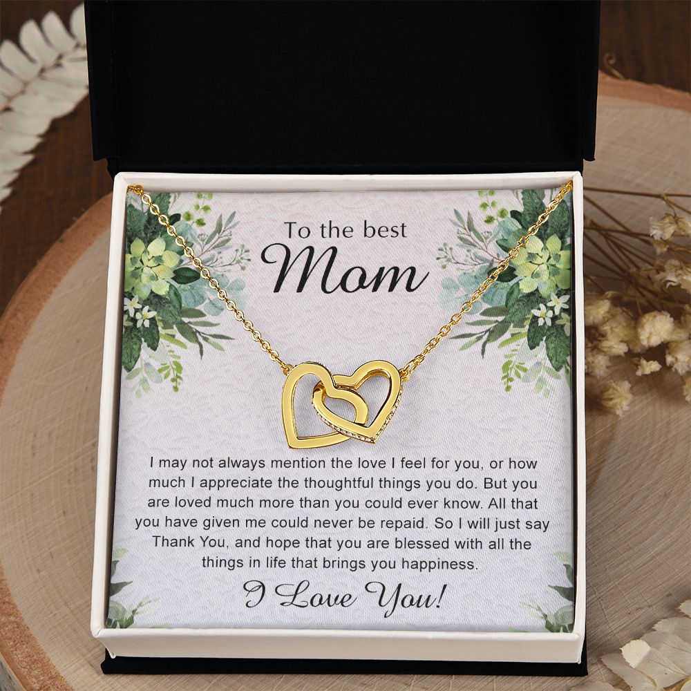 To My Best Mom Necklace, Necklace for Mother, Daughter Gift For Mom, Present For Mom, Mother Gifts from Son or Daughter, Jewelry Gift for Mothers Day, Birthday Gift for Mother, Moms Interlocking Hearts Necklace