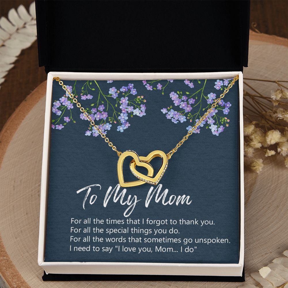 To My Mom Necklace Jewelry Gift, Birthday Gift For Mom, Mother's Day Gift For Mom, Message Card Jewelry Gift For Mom, Meaningful Mom Gift Interlocking Hearts Necklace
