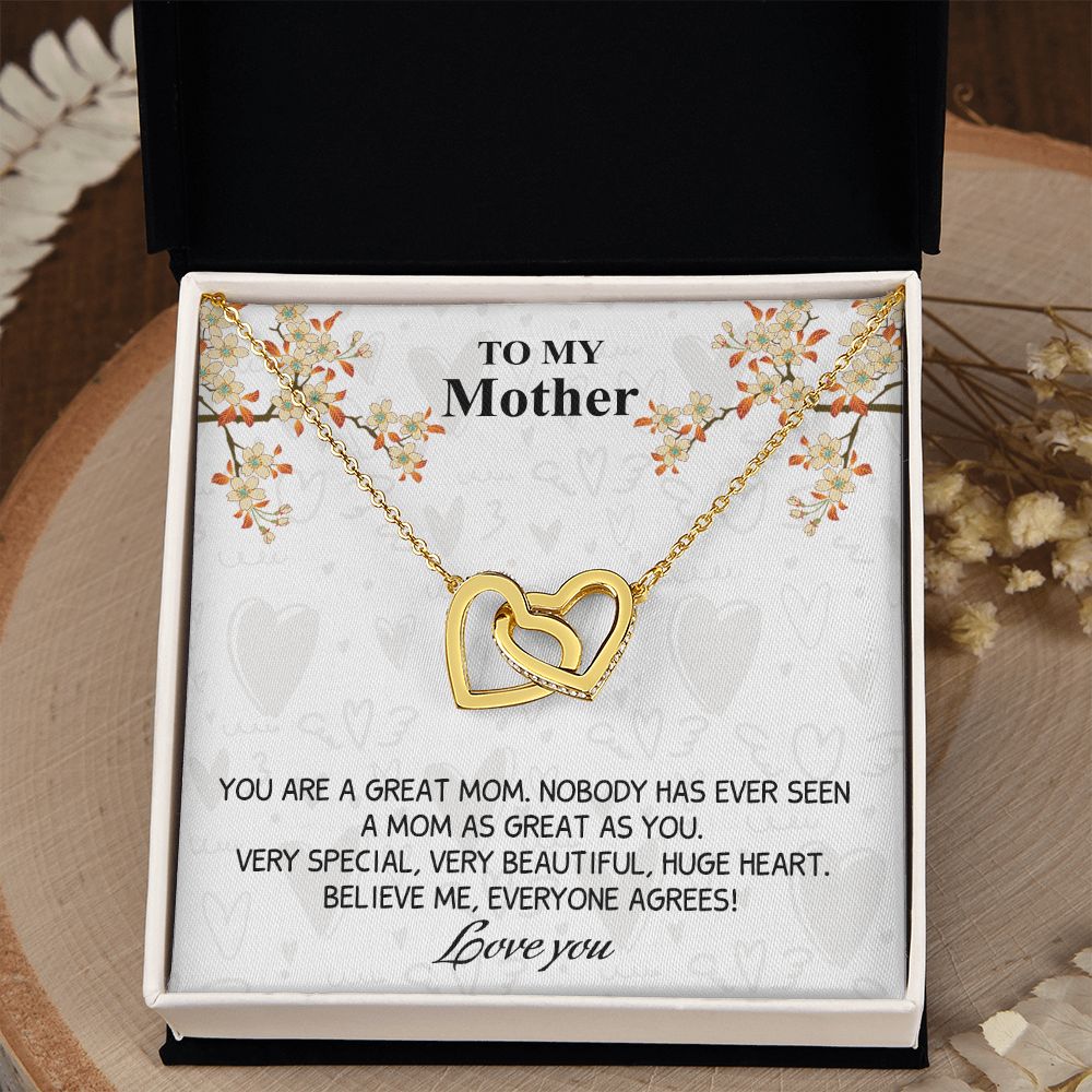 Mom Necklace Gifts for Mom from Daughter to Mom Gifts for Mothers Day from Daughter, To My Mom Necklace from Daughter to Mom Birthday Gifts Necklace with Message Card and Gift Box8 Interlocking Hearts Necklace
