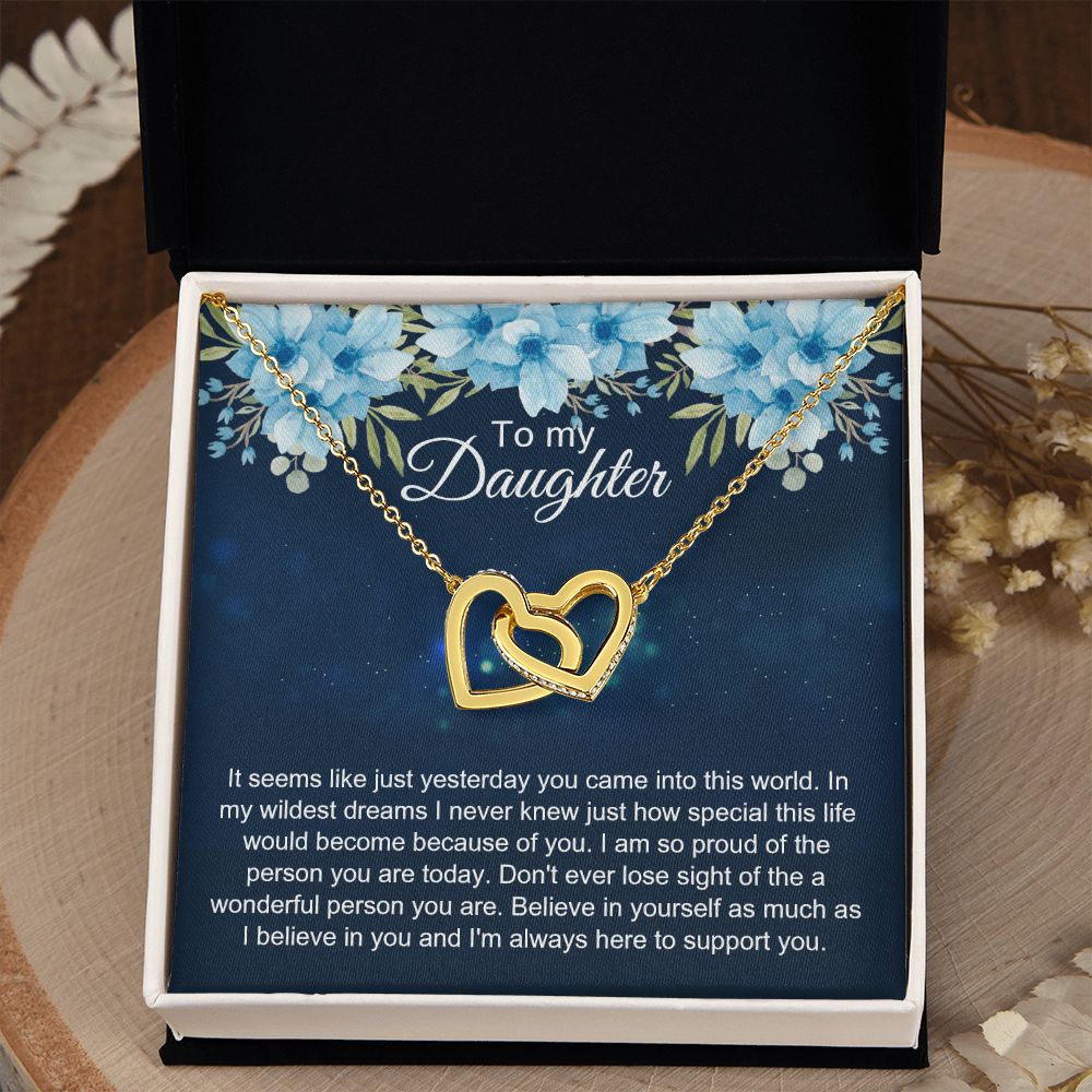 To My Daughter Gift Necklace from Mom, Mother and Daughter Necklace for Girls, Mother Daughter Gift Ideas, Jewelry Pendant Interlocking Hearts Necklace