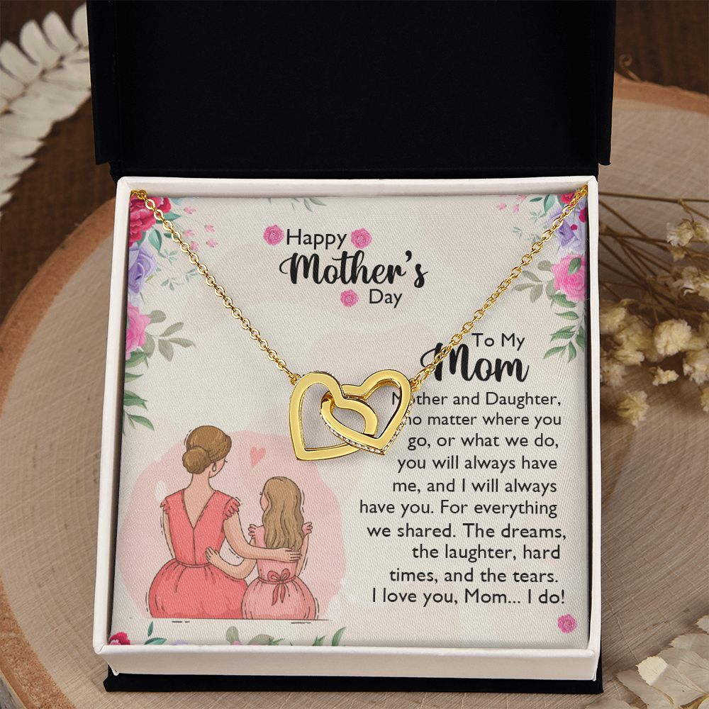 Mom Necklace Gifts for Mom from Daughter to Mom Gifts for Mothers Day from Daughter, To My Mom Necklace from Daughter to Mom Birthday Gifts Necklace with Message Card and Gift Box11 Interlocking Hearts Necklace