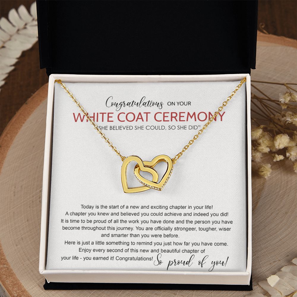 White Coat Ceremony Gift Necklace, Chiropractor White Coat Ceremony, New Doctor Gift, Gifts Congrats Graduation Pendants Gift For Daughter, Granddaughter, White Coat Ceremony Necklace Gift Interlocking Hearts Necklace