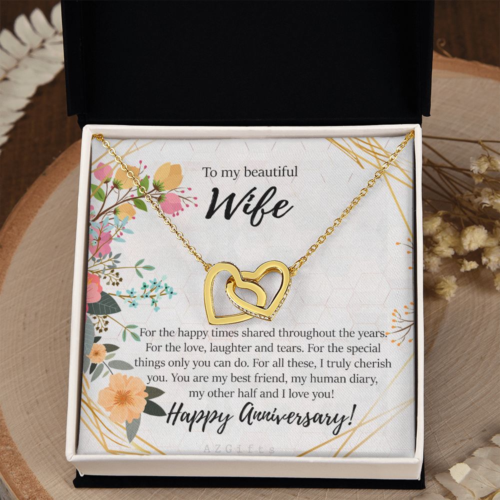 To My Wife Necklace from Husband, Personalized Necklace for Women, Luxury Necklace for Wife from Man Men, Wedding Anniversary Present For Wife, Beautiful Wife Jewelry Christmas Birthday Gifts For Wife8 Interlocking Hearts Necklace