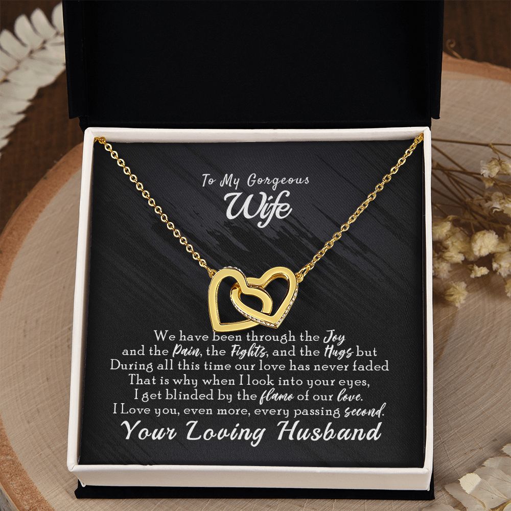 To My Wife Necklace from Husband, Personalized Necklace for Women, Luxury Necklace for Wife from Man Men, Wedding Anniversary Present For Wife, Beautiful Wife Jewelry Christmas Birthday Gift For Wife14 Interlocking Hearts Necklace
