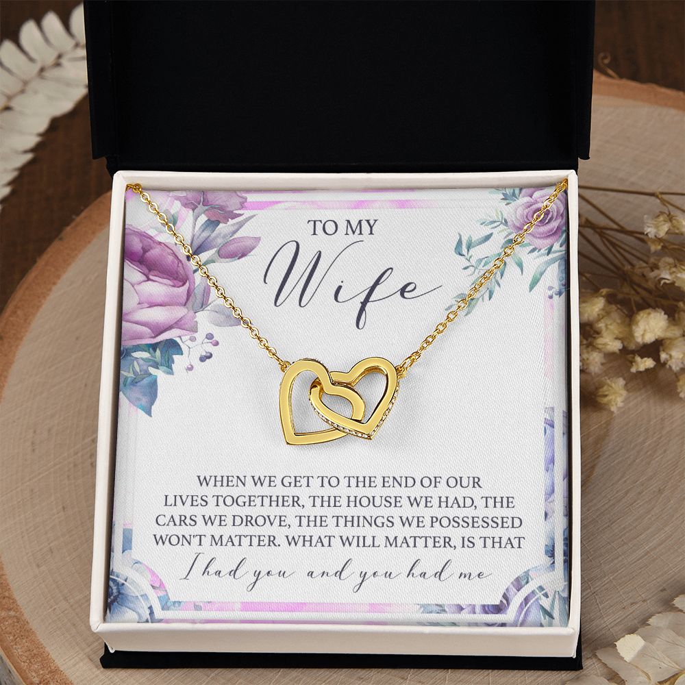 Birthday Gifts For Wife, Necklace Gifts For Wife From Husband, To My Wife Jewelry For Women , To My Wife Necklace  from Husband Wedding Anniversary Present For Wife, Beautiful Wife Jewelry Christmas 5 Interlocking Hearts Necklace