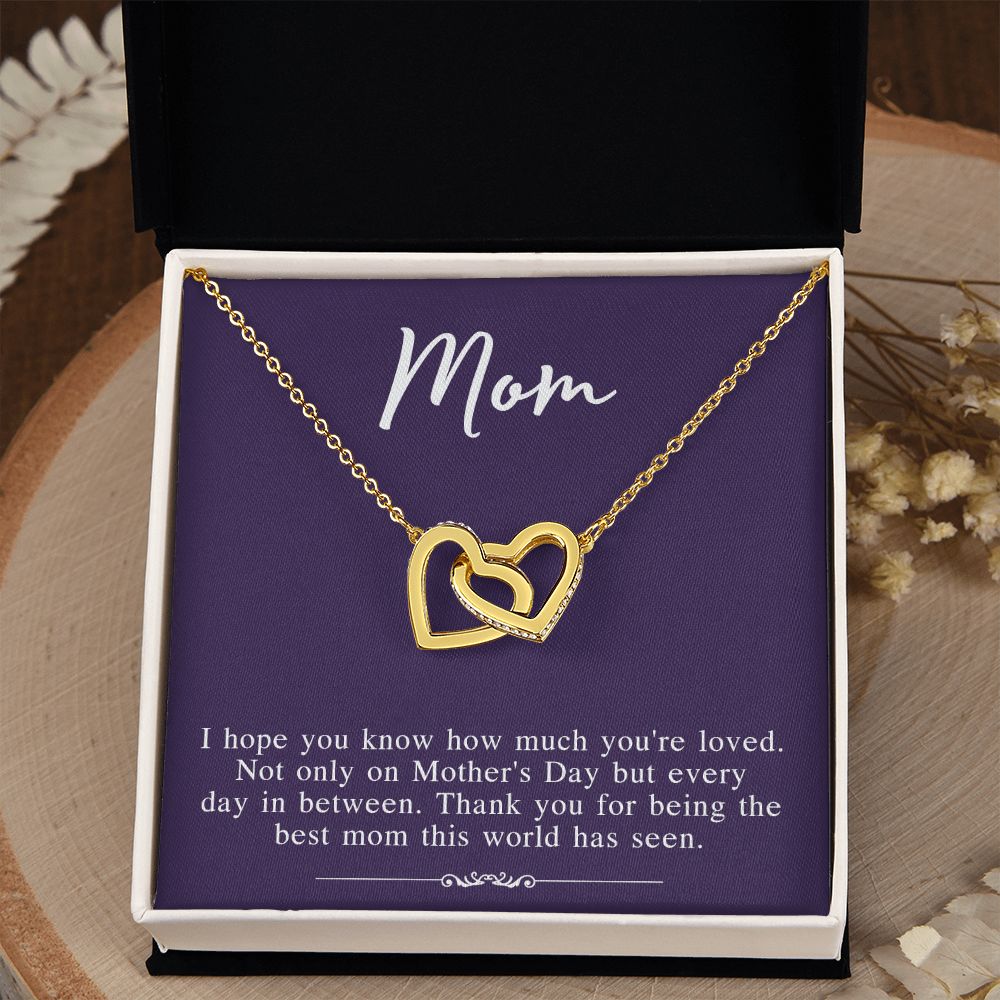 Mom Necklace Gifts for Mom from Daughter to Mom Gifts for Mothers Day from Daughter, To My Mom Necklace from Daughter to Mom Birthday Gifts Necklace with Message Card and Gift Box2239 Interlocking Hearts Necklace