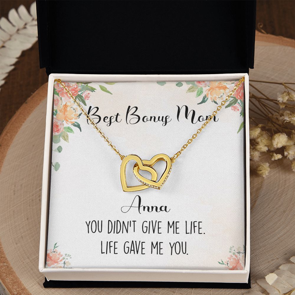 To My Stepmom Necklace from Stepdaughter Birthday Gifts for Stepmom Stepmother Gifts for Second Mom Gifts for Stepmom from Bonus Daughter Stepmom Gifts for Birthday Mothers Day 301 Interlocking Hearts Necklace