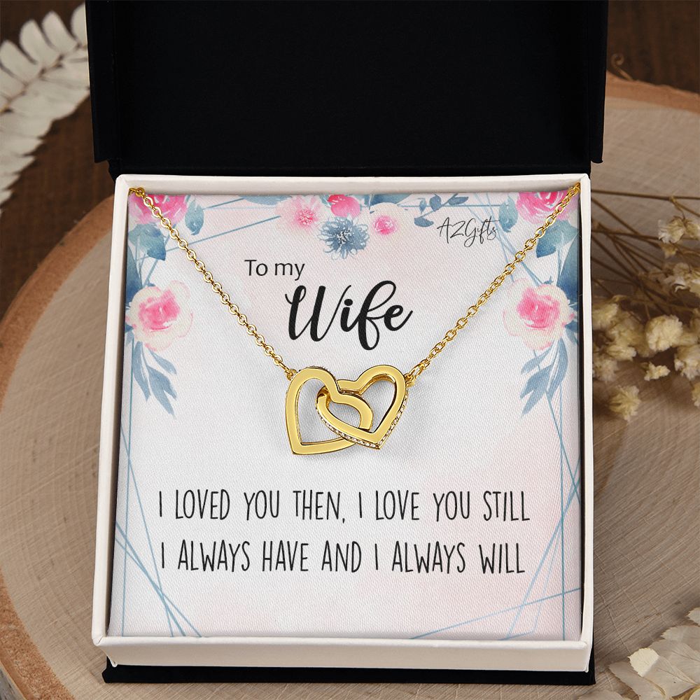 To My Wife Necklace from Husband, Personalized Necklace for Women, Luxury Necklace for Wife from Man Men, Wedding Anniversary Present For Wife, Beautiful Wife Jewelry Christmas Birthday Gifts For Wife2 Interlocking Hearts Necklace