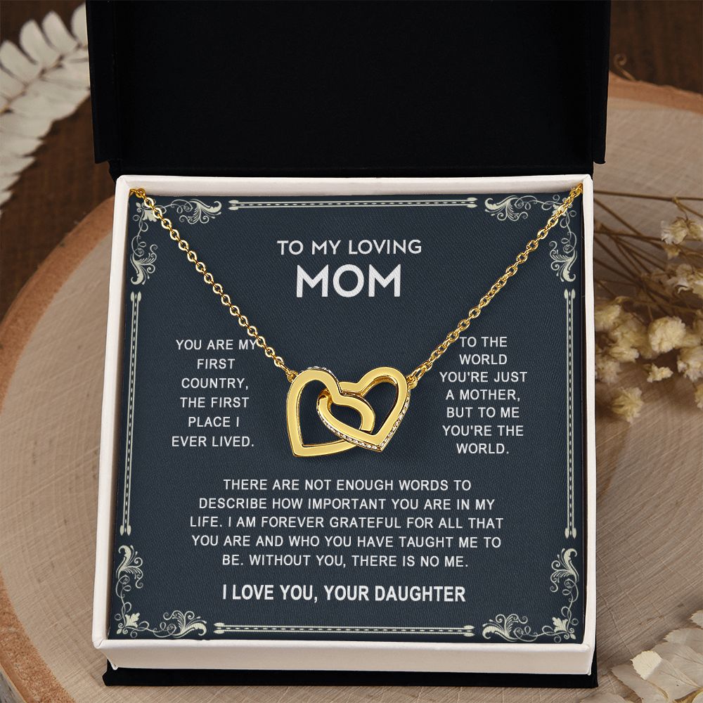 To My Mom Necklace, Gift For Mom, Mother's Day Gift from Daughter, Mom Jewelry Gift for Mothers Day, Birthday Gift for Mother, Moms Gift from Daughter Son, Necklace for Mom Mother 14 Interlocking Hearts Necklace