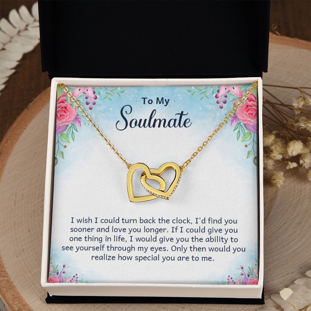 To My Soulmate Necklace for Women Birthday Christmas Jewelry Gifts For My Wife with Message Card Box Personalized Gift Present Pendant for Future Wife Soulmate Girlfriend Love 17 Interlocking Hearts Necklace
