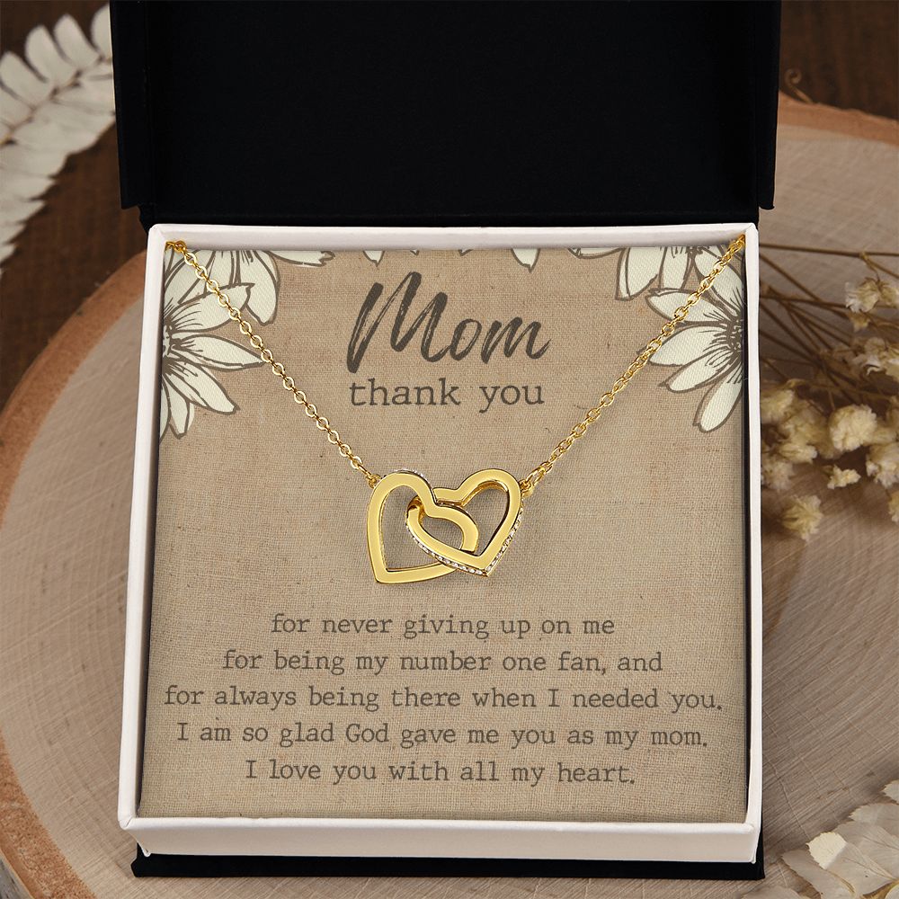 Thank You Gift For Mom, Gifts For Mother, Gifts For Mom From Daughter, Affordable Gifts For Mom, Birthday Gift Ideas For Mom From Daughter Interlocking Hearts Necklace