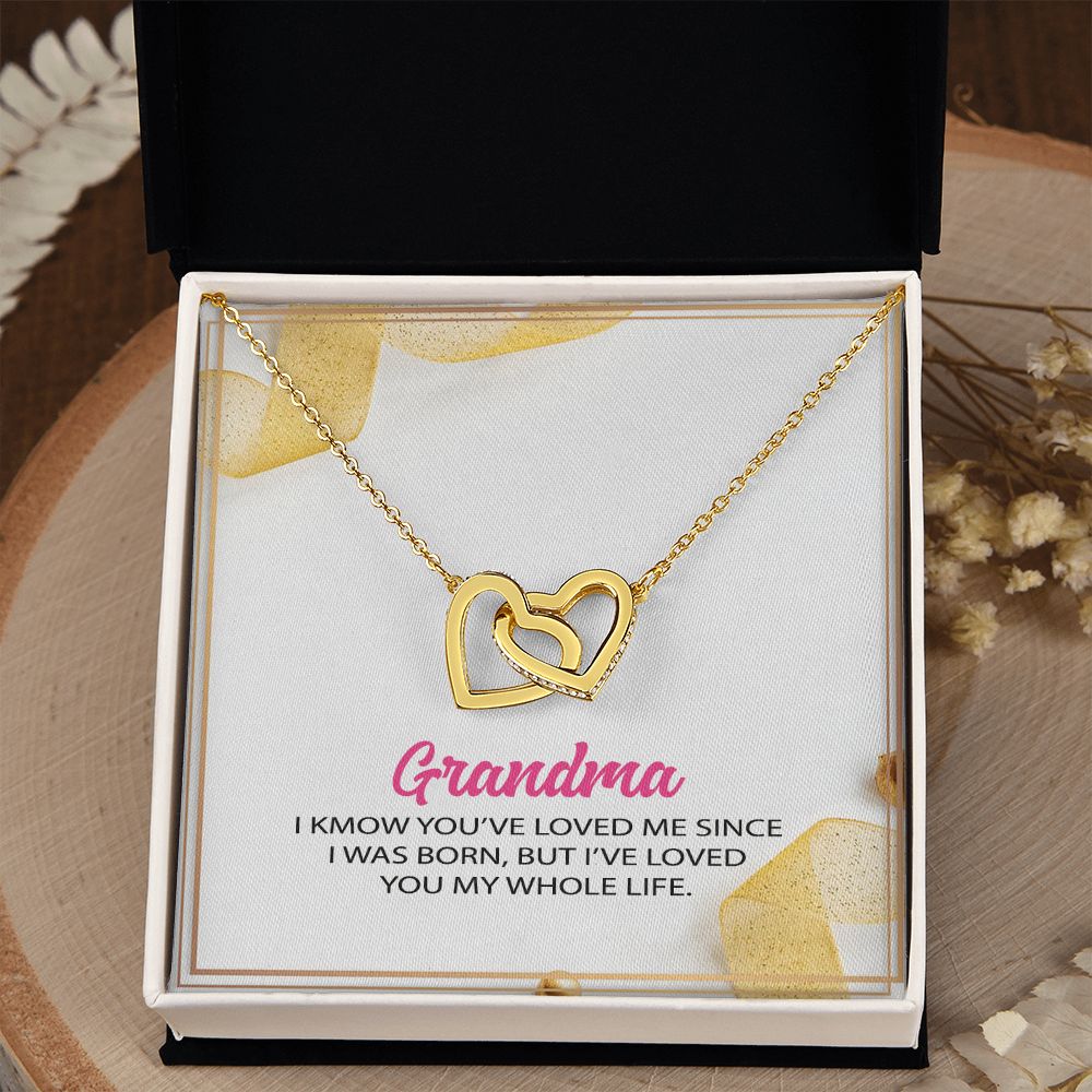 To My Grandma Necklace, Gift for Grandmother Necklace, Mothers Day Gift For Grandma Nana, Grandma Jewelry From Grandchildren GrandKids , Jewelry Box Gift For Grandma Grandmother12 Interlocking Hearts Necklace