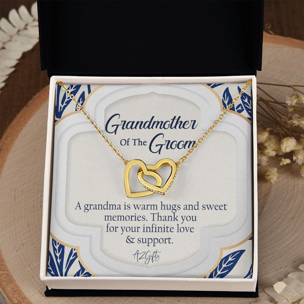 To My Grandmother Necklace, Gift for Grandmother Necklace, Mothers Day Gift For Grandma Nana, Grandma Jewelry From Grandchildren GrandKids , Jewelry Box Gift For Grandma Grandmother3 Interlocking Hearts Necklace