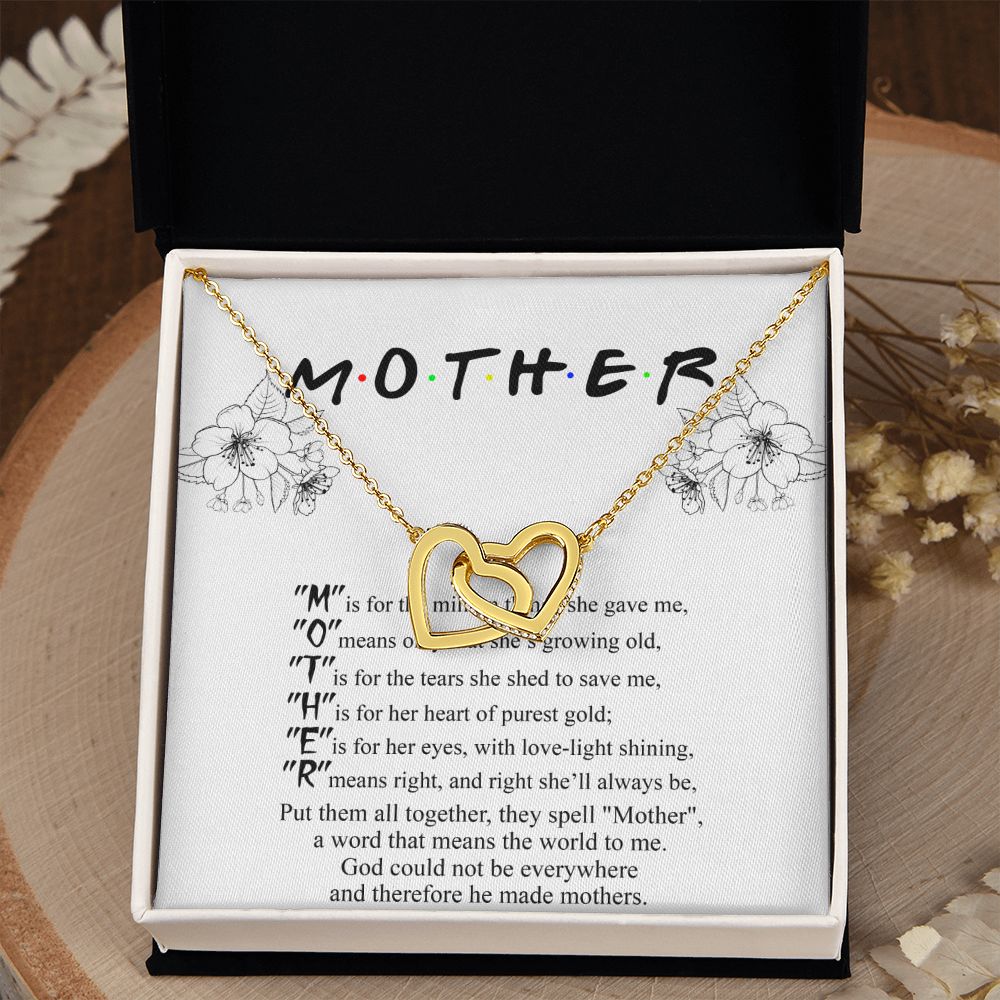 Mom Necklace Gifts for Mom from Daughter to Mom Gifts for Mothers Day from Daughter, To My Mom Necklace from Daughter to Mom Birthday Gifts Necklace with Message Card and Gift Box2224 Interlocking Hearts Necklace