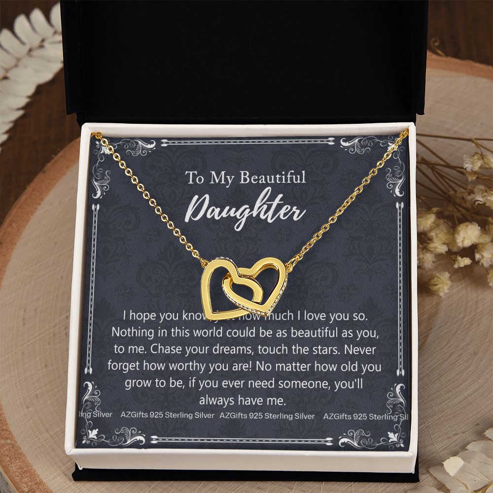 To My Daughter Necklaces Pendants - Father and Daughter Necklace - Gift from Daddy - Luxury Necklace Silver On Birthday, Anniversary - Includes Gift Box Interlocking Hearts Necklace
