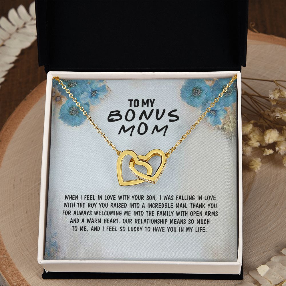 Mother Daughter Necklace as Daughter Gift from Mom, Mom Necklace as Christmas Gift for Mom from Son, Birthday Gift for Mother in Law Necklace, Bonus Mom Gifts for Step Mom Necklace4 Interlocking Hearts Necklace