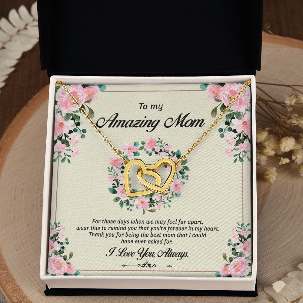 To My Mom Necklace, Gift For Mom, Mother's Day Gift from Daughter, Mom Jewelry Gift for Mothers Day, Birthday Gift for Mother, Moms Gift from Daughter Son, Necklace for Mom Mother17 Interlocking Hearts Necklace