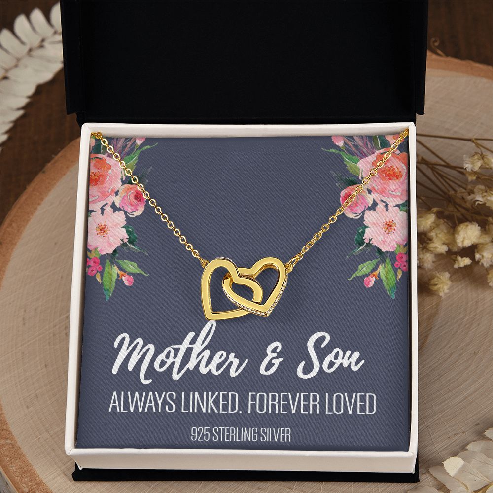 Gift For Mom From Son, Mother Son Gifts, Happy Mother's Day Necklace, Mom Gift Interlocking Hearts Necklace