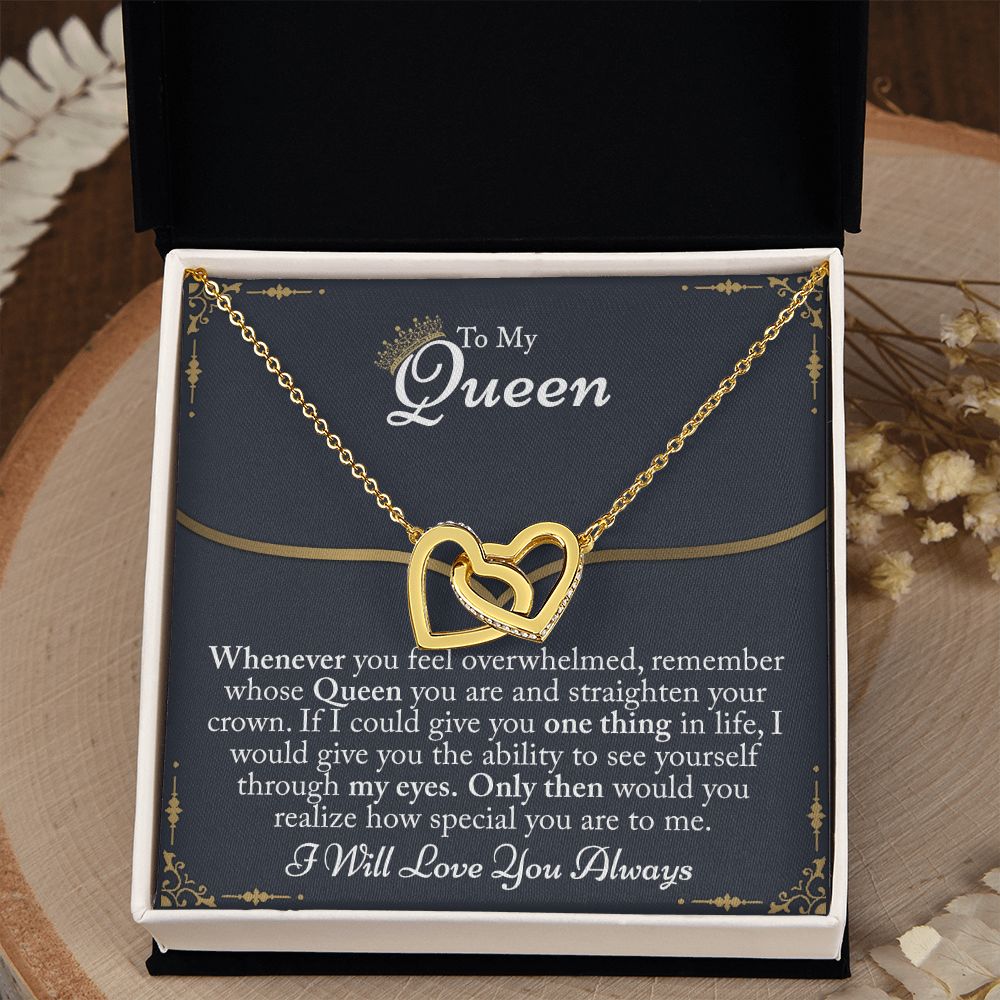 To My Queen Gift For Her Jewelry Gift Her Gift for Her Christmas Necklace Interlocking Hearts Necklace