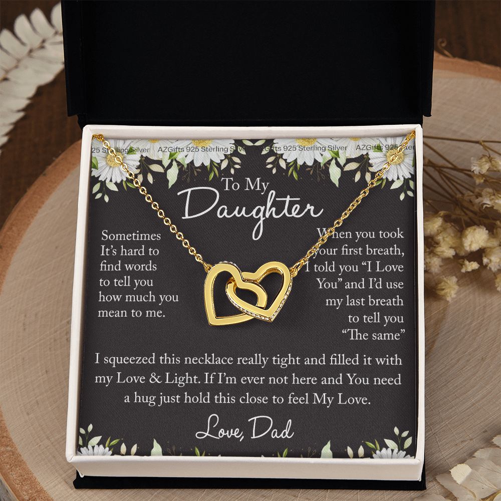 To My Daughter Necklace from Dad Father Daughter Birthday Gift For Daughter From Dad Graduation Gift for Her Girls Teen Girl Necklace Gift From Dad Gift For Daughter Interlocking Hearts Necklace