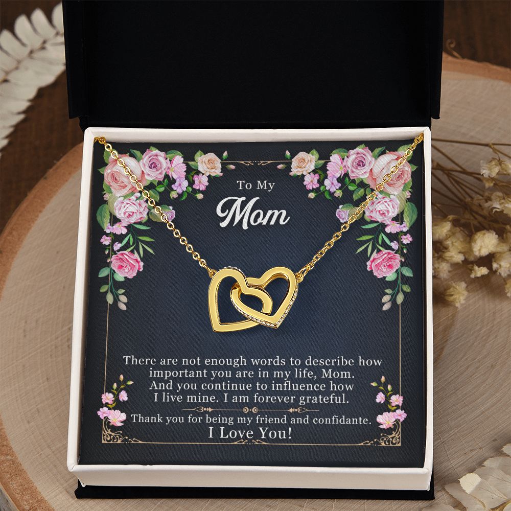 To My Mom Necklace Pendant Gift From Daughter Thank You For Being My Friend And Confidant With Message Card Gift For Mom Interlocking Hearts Necklace