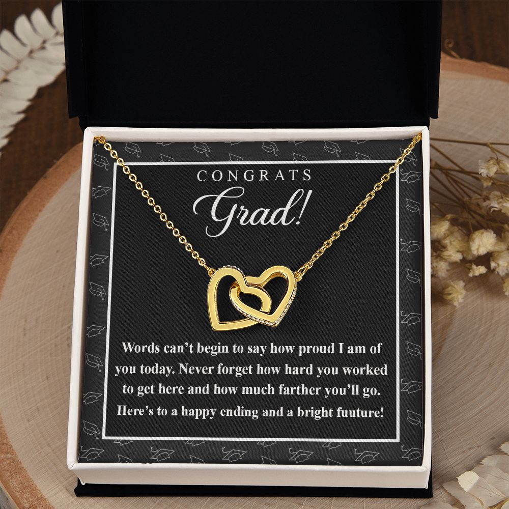College Graduation Gift Necklace for Daughter, My Daughter Love Knots Necklace Congrats Graduation Pendants Gift For Daughter, Granddaughter, Niece, Sister Interlocking Hearts Necklace
