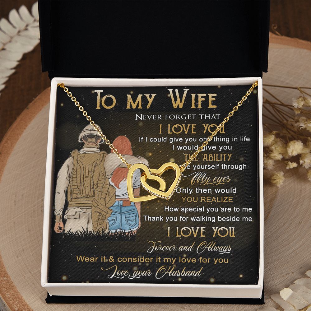 Birthday Gifts For Wife, Necklace Gifts For Wife From Husband, To My Wife Jewelry For Women , To My Wife Necklace  from Husband Wedding Anniversary Present For Wife, Beautiful Wife Jewelry Christmas21 Interlocking Hearts Necklace