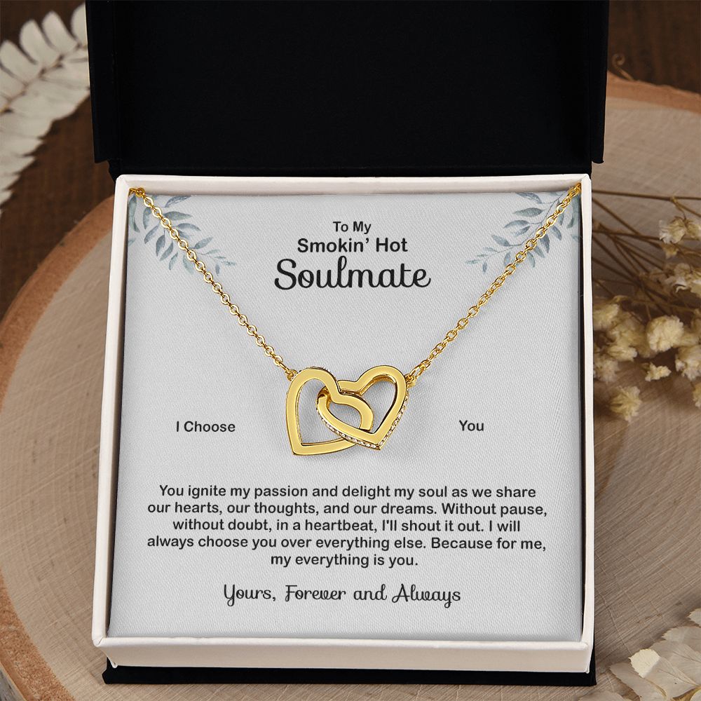 To My Soulmate Necklace for Women Birthday Valentines Day Jewelry Gifts For My Wife with Message Card Box Personalized Gift Present Pendant for Future Wife Soulmate Girlfriend Love 4 Interlocking Hearts Necklace