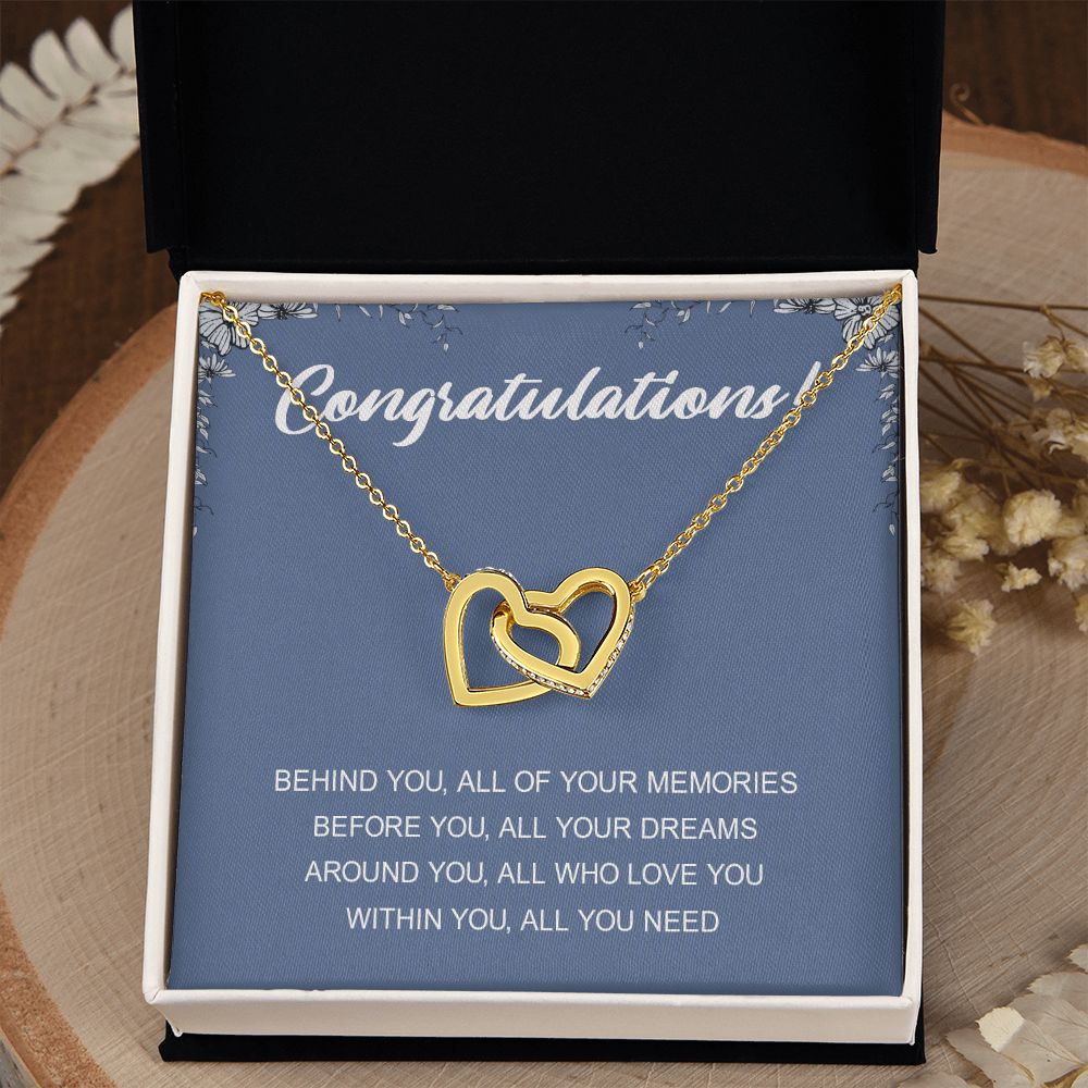 Graduation Gift Necklace for Girls College, High School, Love Knot Necklace Congrats Graduation Pendants Gift For Daughter, Granddaughter, Niece, Sister Interlocking Hearts Necklace