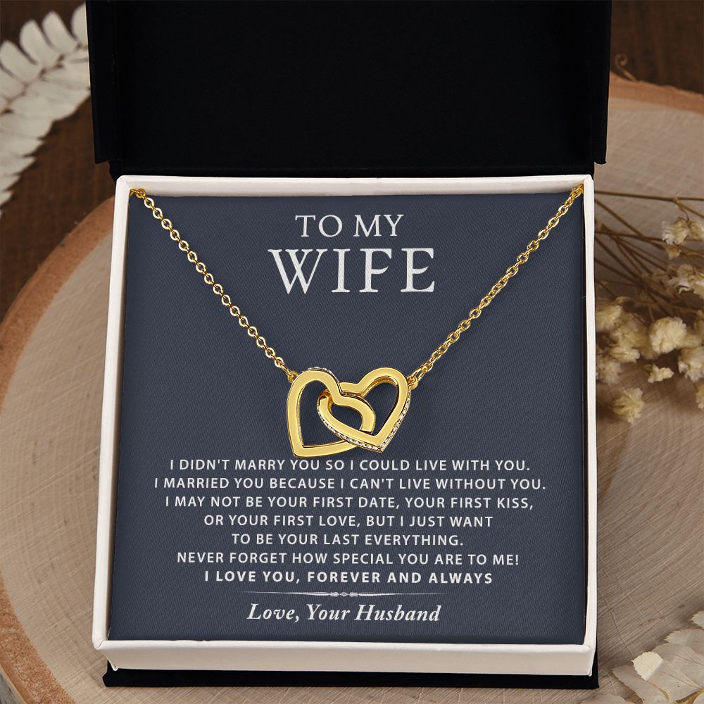 To My Wife Necklace from Husband, Personalized Necklace for Women, Luxury Necklace for Wife from Man Men, Wedding Anniversary Present For Wife, Beautiful Wife Jewelry Christmas Birthday Gift For Wife16 Interlocking Hearts Necklace