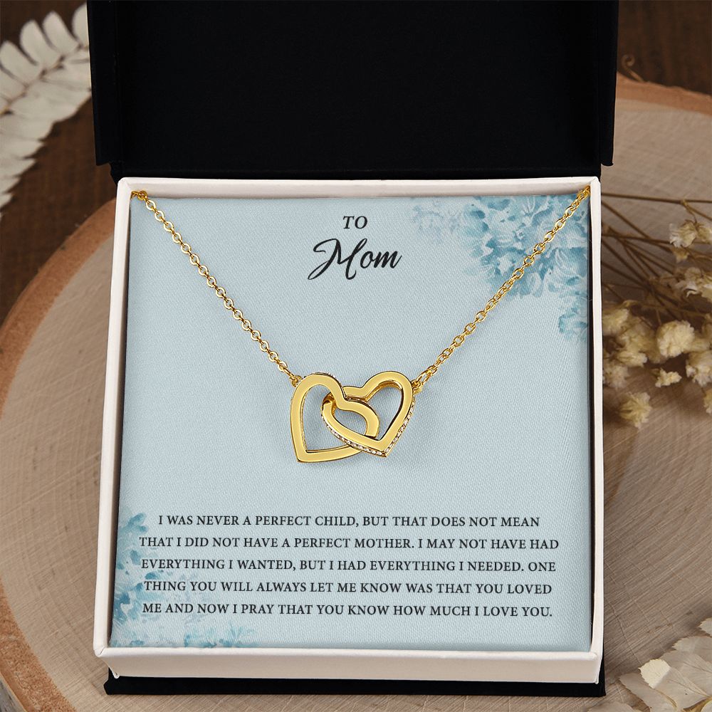 Mom Necklace Gifts for Mom from Daughter to Mom Gifts for Mothers Day from Daughter, To My Mom Necklace from Daughter to Mom Birthday Gifts Necklace with Message Card and Gift Box2227 Interlocking Hearts Necklace