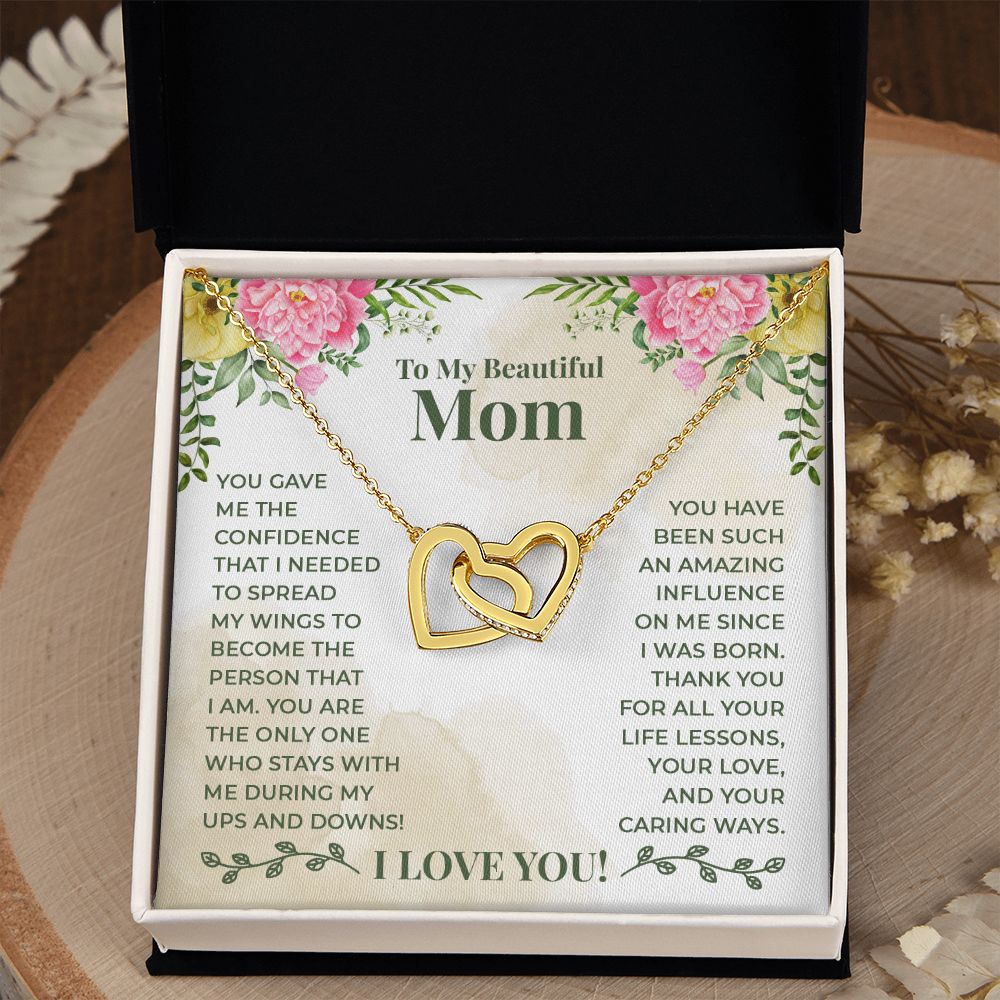 Mom Necklace Gifts for Mom from Daughter to Mom Gifts for Mothers Day from Daughter, To My Mom Necklace from Daughter to Mom Birthday Gifts Necklace with Message Card and Gift Box22 Interlocking Hearts Necklace
