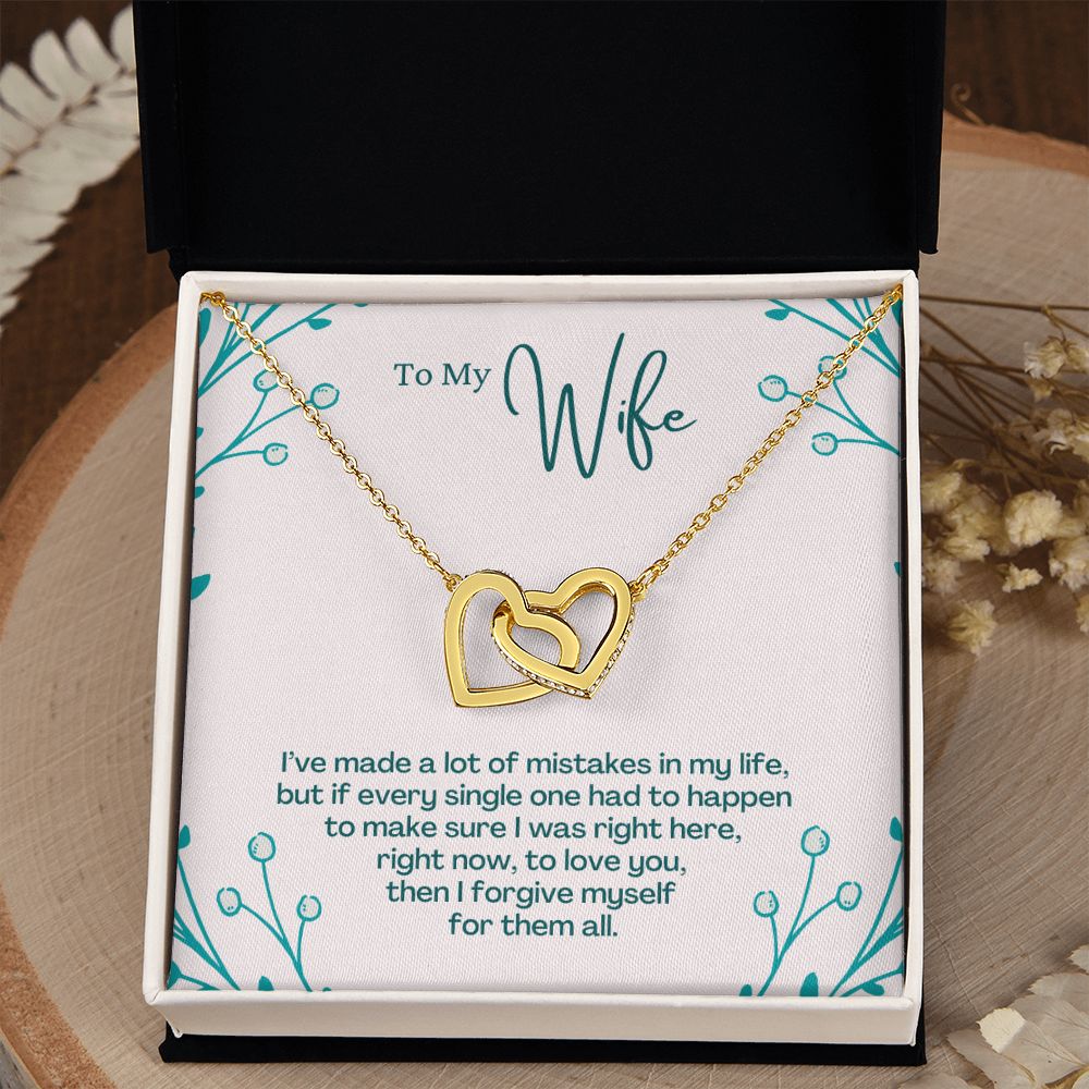 To My Wife Necklace Pendant Gift From Husband I've Made A Lot Of Mistakes With Message Card and Gift Box. Valentine's Day Gift For Wife Future Wife Interlocking Hearts Necklace