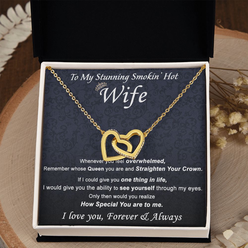 To My Wife Necklace from Husband, Personalized Necklace for Women, Luxury Necklace for Wife from Man Men, Wedding Anniversary Present For Wife, Beautiful Wife Jewelry Christmas Birthday Gift For Wife21 Interlocking Hearts Necklace