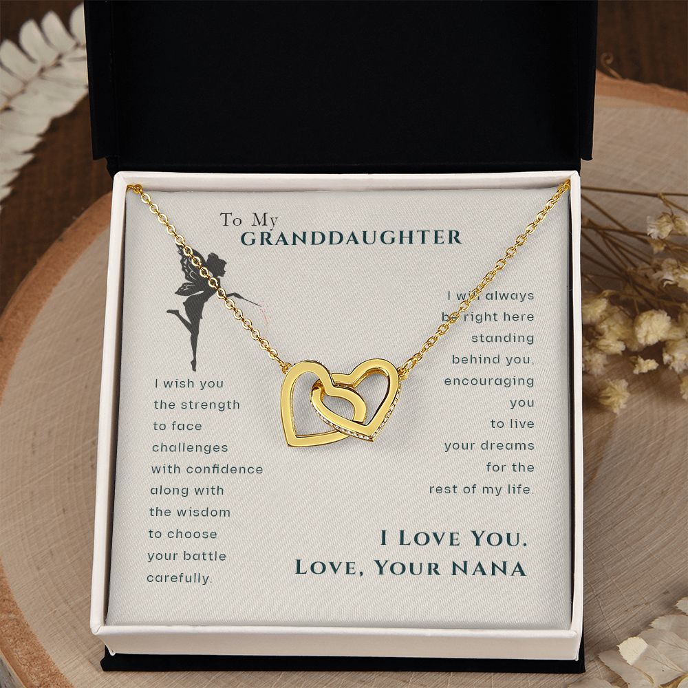 To My Granddaughter Dragonfly Necklace, Gift for Granddaughter From Nana Interlocking Hearts Necklace