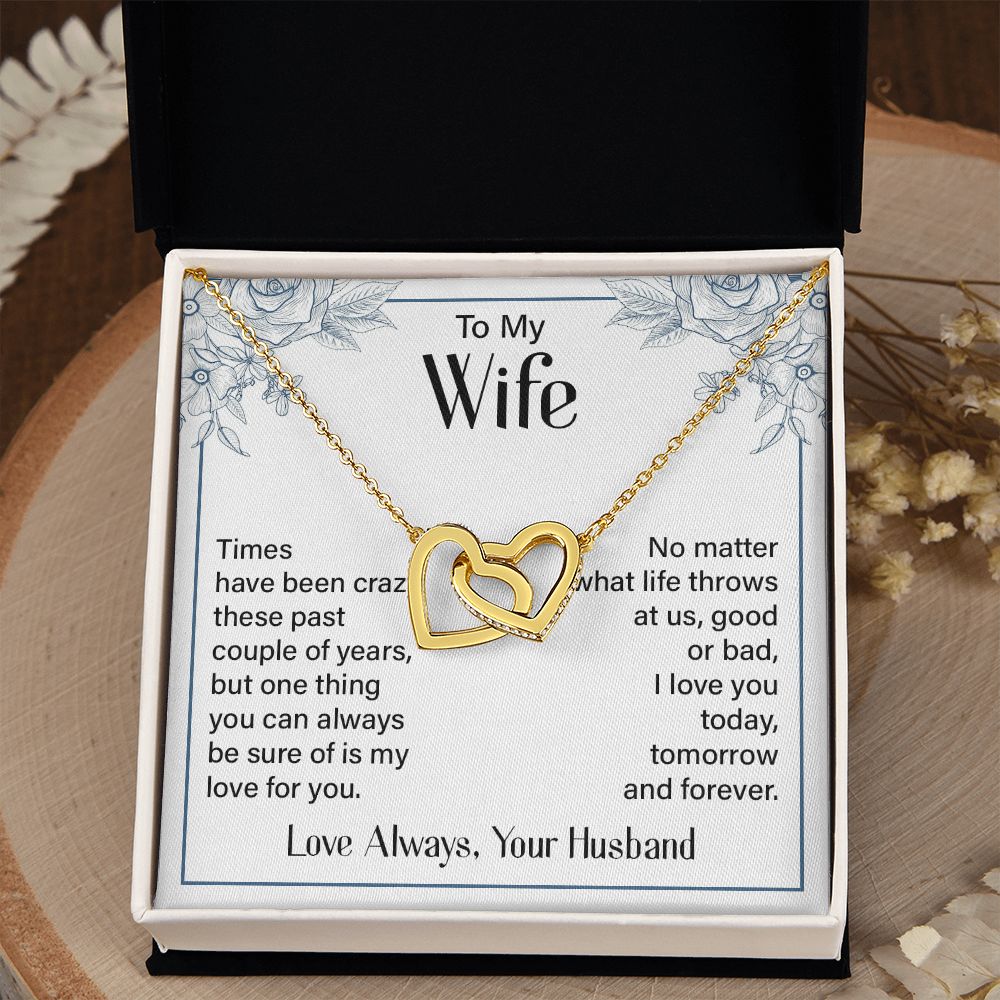 To My Wife Necklace from Husband, Personalized Necklace for Women, Luxury Necklace for Wife from Man Men, Wedding Anniversary Present For Wife, Beautiful Wife Jewelry Christmas Birthday Gift For Wife20 Interlocking Hearts Necklace