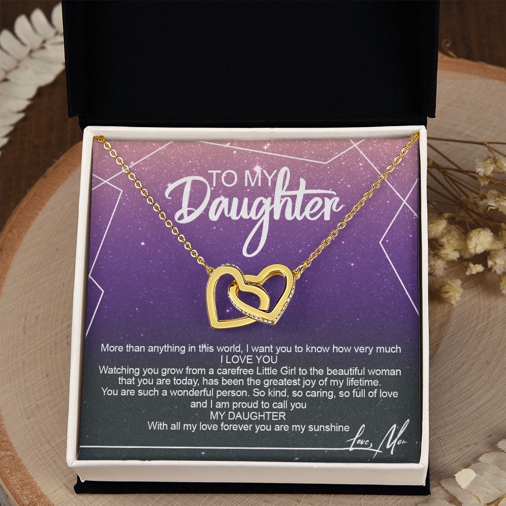 To My Daughter Alluring Beautiful Necklace, Jewelry For Daughter, Daughter Gift Interlocking Hearts Necklace