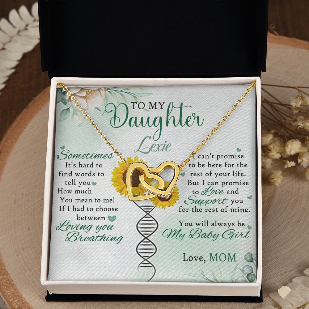 Jewelry Pendant Present for Daughter, To My Daughter Gift Necklace from Mom, Mother Daughter Gift Ideas, Birthday Christmas Gift Graduation Gifts for Daughters, Mother and Daughter Necklace 17 Interlocking Hearts Necklace