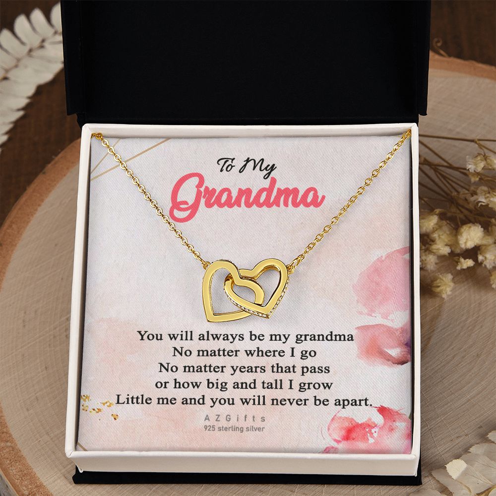 To My Grandma Necklace, Gift for Grandmother Necklace, Mothers Day Gift For Grandma Nana, Grandma Jewelry From Grandchildren GrandKids , Jewelry Box Gift For Grandma Grandmother13 Interlocking Hearts Necklace