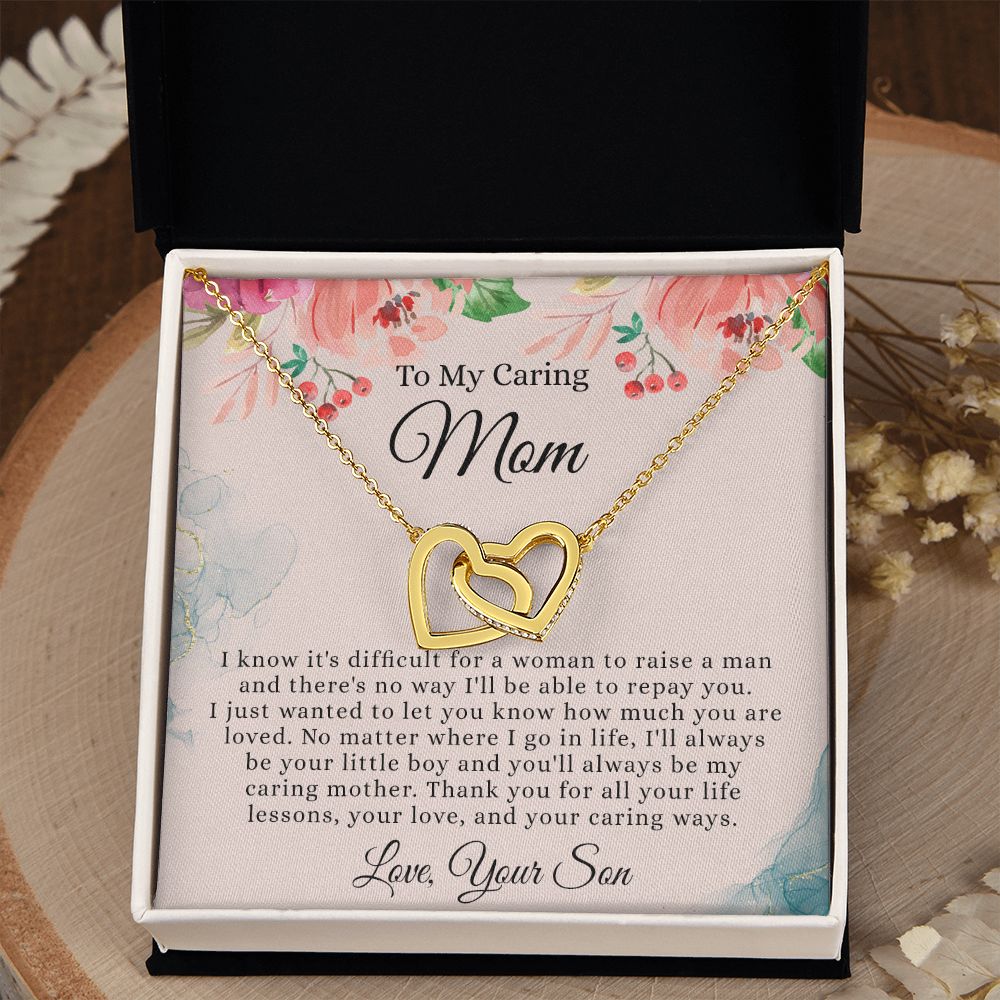To My Mom Necklace, Mom Gift From Son, Mom gifts, Gift for Mom From Son, Mom Mothers Day Gift From Son, To my Mom Necklace, Mom Gift Necklace, Mother Birthday Gift From Son Interlocking Hearts Necklace