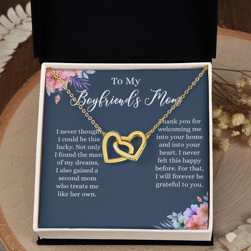 To My Boyfriends Mom Necklace, Gifts For Boyfriend Mom, Boyfriends Mom Birthday Gift, Boyfriend Mother Gift, Gifts for boyfriend mom, Boyfriend mom Mother's Day Gift Jewelry for Women Interlocking Hearts Necklace