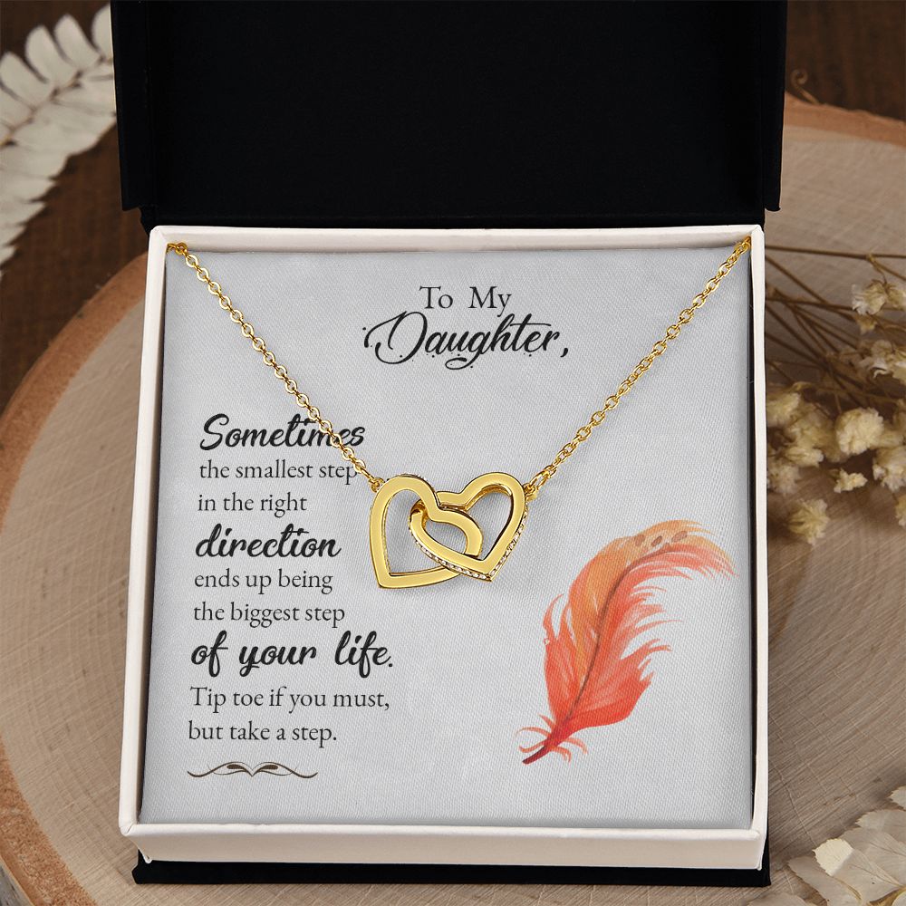 To My Daughter Necklace Pendant Gift From Mom Necklace Tip Toe If You Must With Message Card Gift Box Gift For To Daughter, Daughter In Law On Birthday Anniversary Interlocking Hearts Necklace