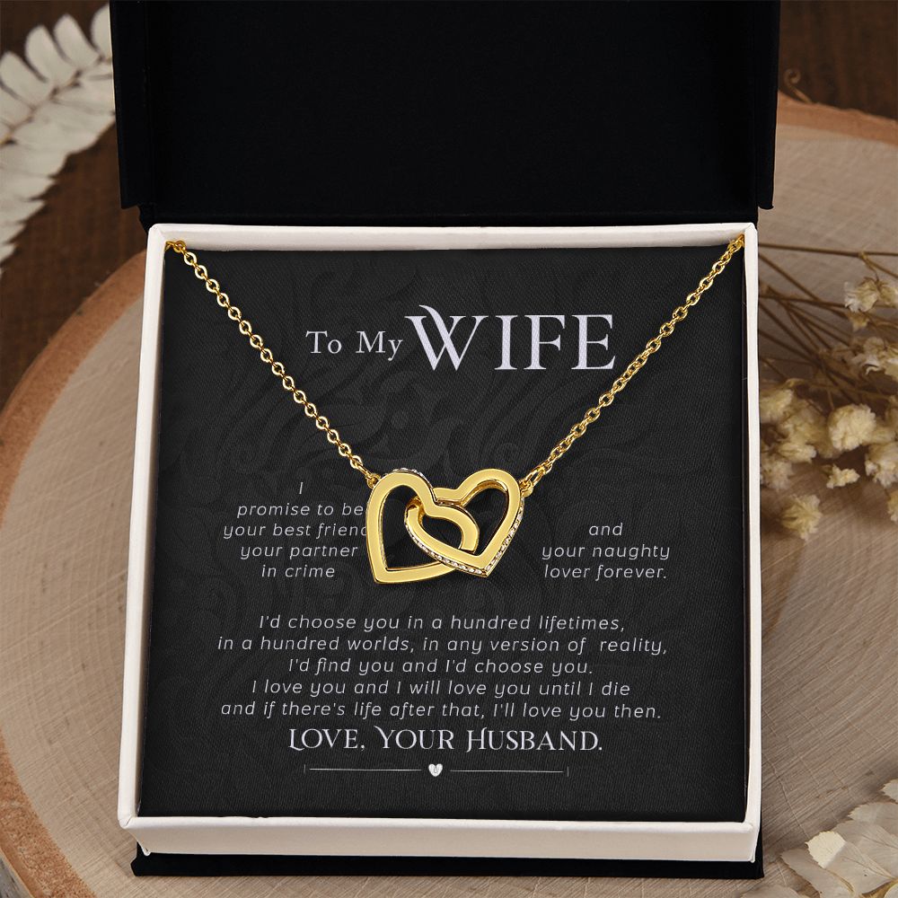 To My Wife Necklace Pendant Gift From Husband I'll Love You Then With Message Card and Gift Box. Valentine's Day Gift For Wife Future Wife Interlocking Hearts Necklace