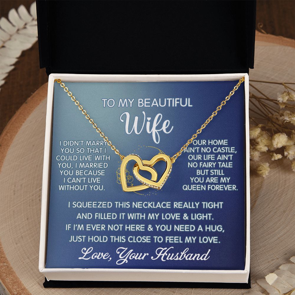 To My Beautiful Wife Necklace, Wedding Anniversary Jewelry For Women, Necklace For Wife from Husband, Gifts For Wife Birthday Gifts Necklace, Jewelry With Message Card In A Gift Box