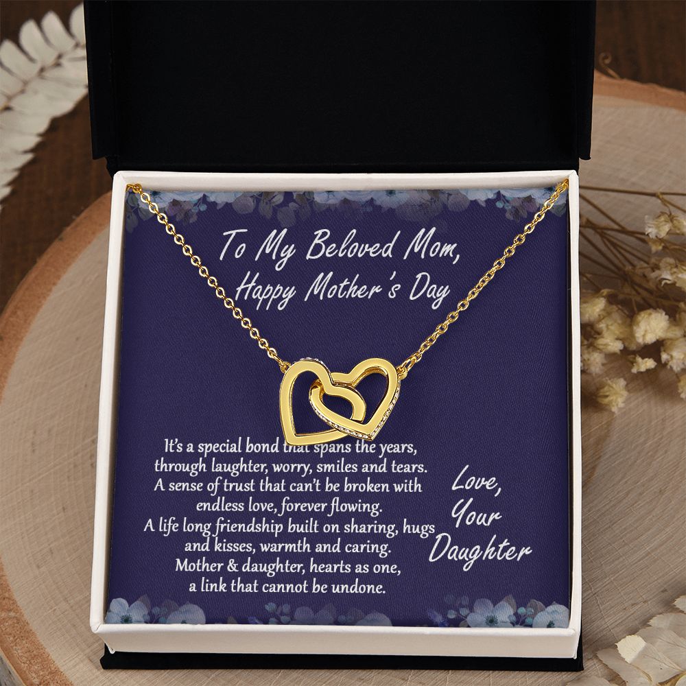 Mom Necklace Gifts for Mom from Daughter to Mom Gifts for Mothers Day from Daughter, To My Mom Necklace from Daughter to Mom Birthday Gifts Necklace with Message Card and Gift Box2232 Interlocking Hearts Necklace