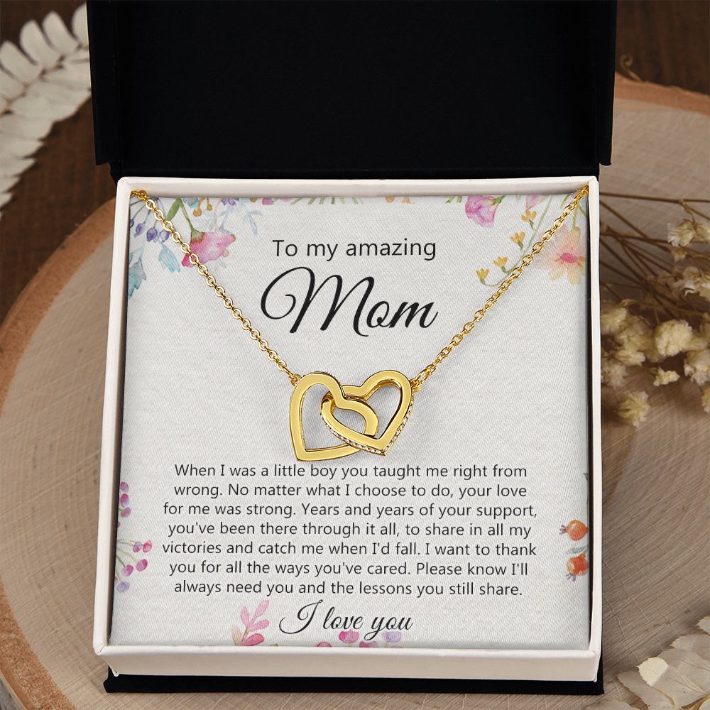 To My Amazing Mom Necklace for Mother Day Gift From Son, Gift For Mom From Son, Necklace Gift For Mom Son Gift For Mother Gift Thank You Mom, Mother Necklace Birthday Gift for Mom Interlocking Hearts Necklace