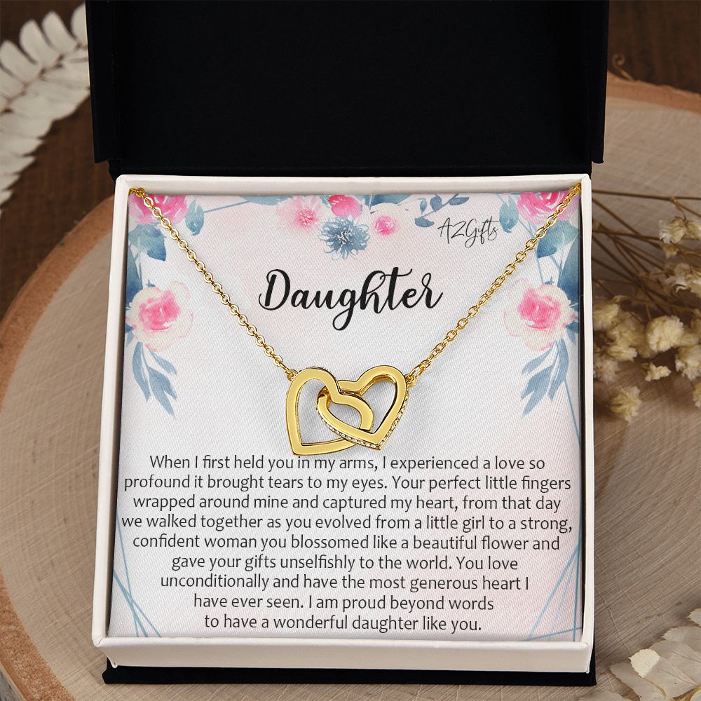 To My Daughter Gift Necklace from Mom, Mother and Daughter Necklace for Girls, Mother Daughter Gift Ideas, Jewelry Pendant Interlocking Hearts Necklace