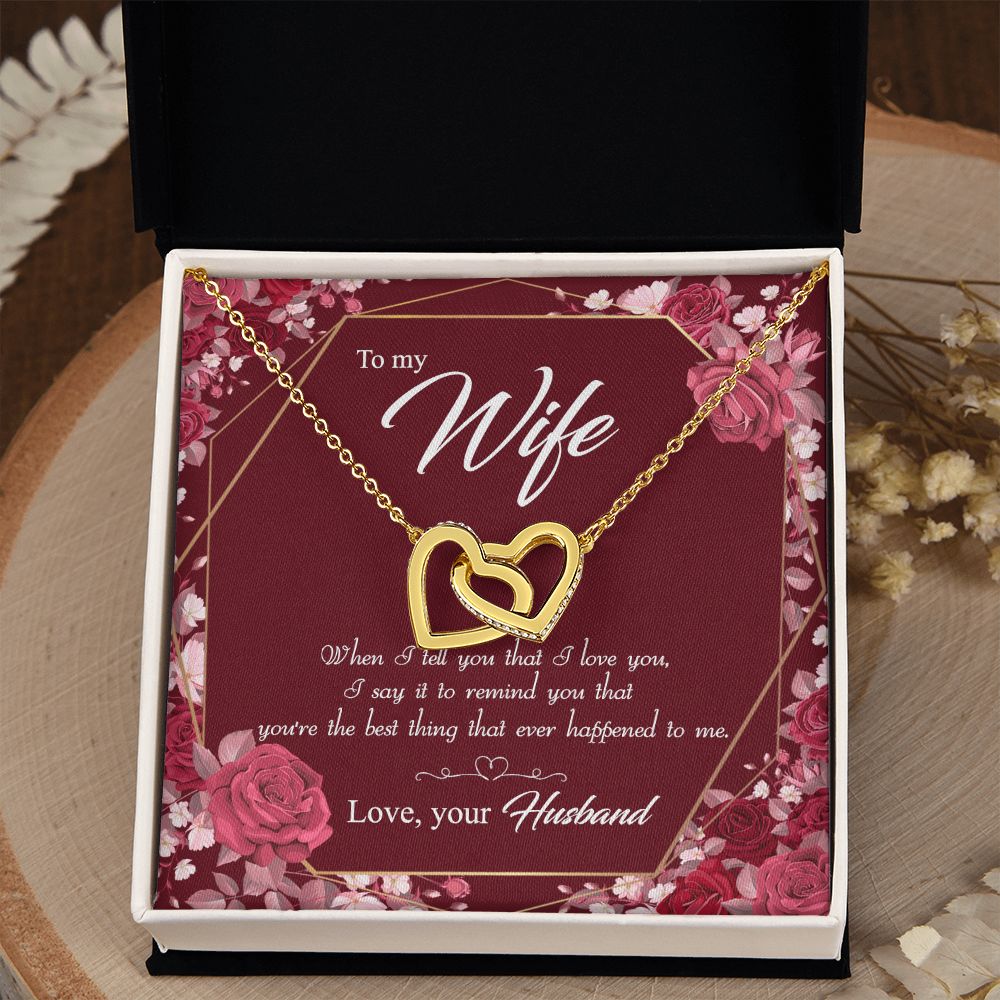 To My Wife Necklace Pendant Gift From Husbnd Habby Birthday Jewelry with Message Card and Gift Box. Wife Necklace Gift for Wife from Husband Valentine's Day Gift For Wife Future Wife Interlocking Hearts Necklace