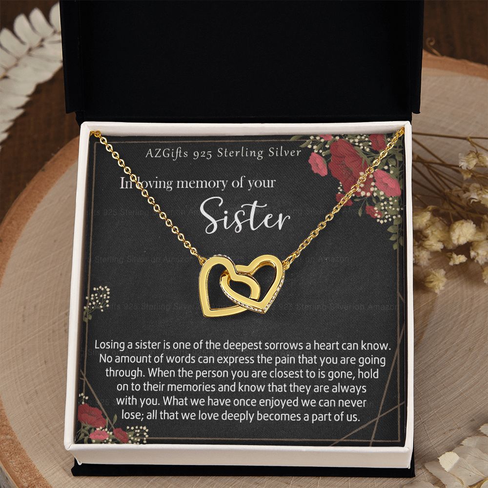 In Loving Memory Of Your Sister Necklace Memorial Gifts For Loss Of Sister Gift Mother Condolence Gift Grief Gift Remembrance Gifts for Bereavement Jewelry Gift for Women 301 Interlocking Hearts Necklace